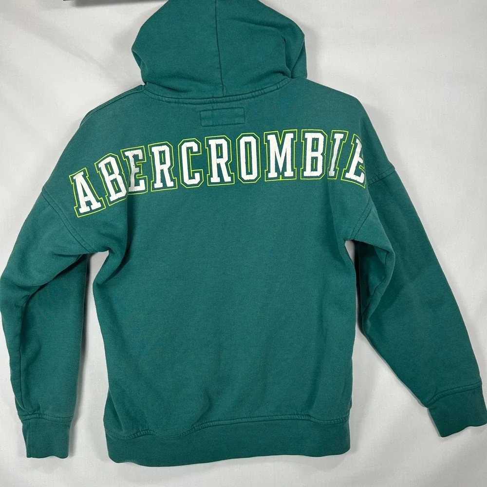 Abercrombie Kids Y2K Teal Green Back Graphic Pullover Hoodie – 11/12
